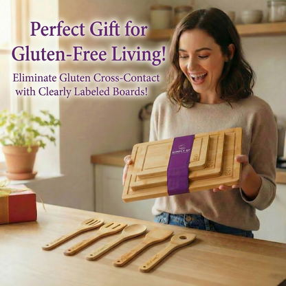 8-Piece Bamboo Cutting Board & Utensil Set – Simply GF Dedicated Gluten-Free Kitchen Tools for Safe Food Prep