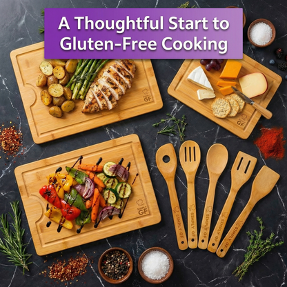 8-Piece Bamboo Cutting Board & Utensil Set – Simply GF Dedicated Gluten-Free Kitchen Tools for Safe Food Prep
