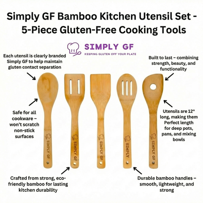 8-Piece Bamboo Cutting Board & Utensil Set – Simply GF Dedicated Gluten-Free Kitchen Tools for Safe Food Prep