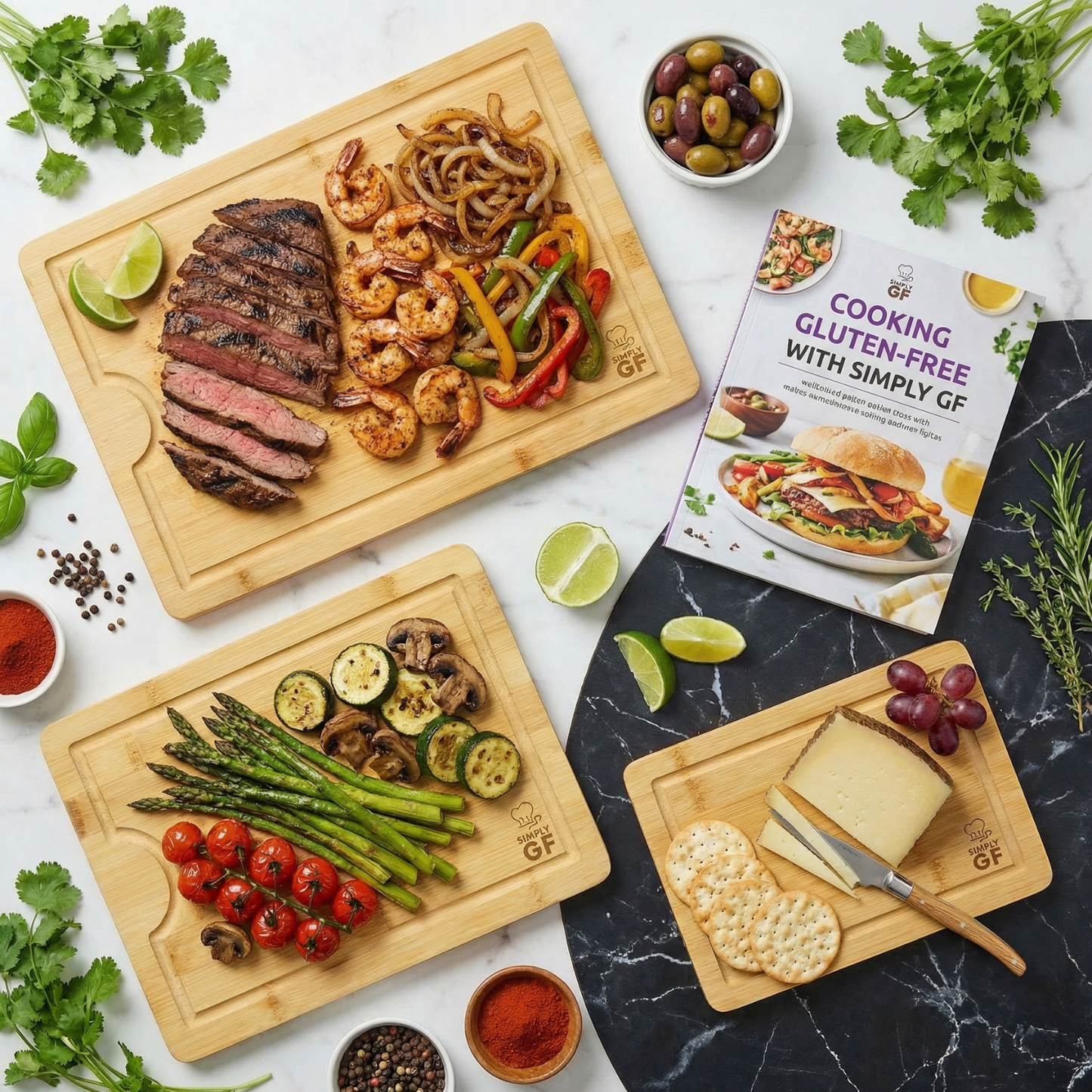 8-Piece Bamboo Cutting Board & Utensil Set – Simply GF Dedicated Gluten-Free Kitchen Tools for Safe Food Prep