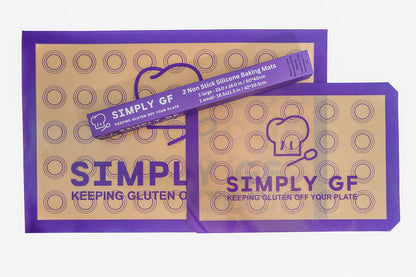 Simply GF Silicone Baking Mats – 2 Pack (Large & Small), Gluten-Free Marked, Reusable Non-Stick, Eco-Friendly
