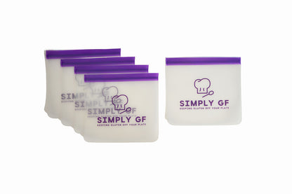 Simply GF – Reusable Quart-Size Food Storage Bags (5-Pack) | Clearly Marked Gluten-Free