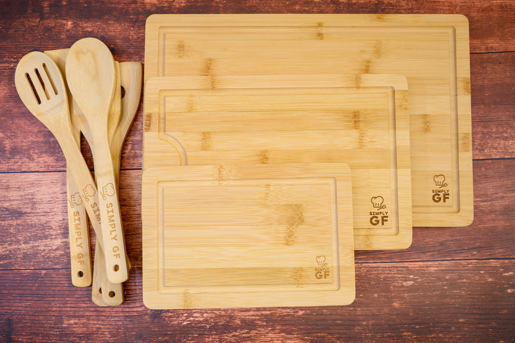 8-Piece Bamboo Cutting Boards & Cooking Utensil Set