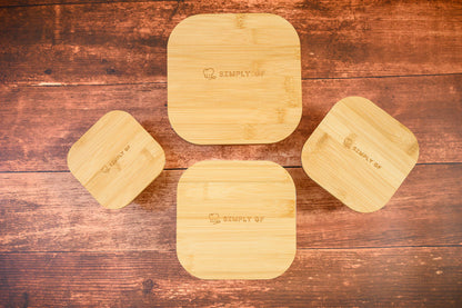 Set of 4 Glass & Bamboo Food Storage Containers – Gluten-Free Safe, Plastic-Free Freshness
