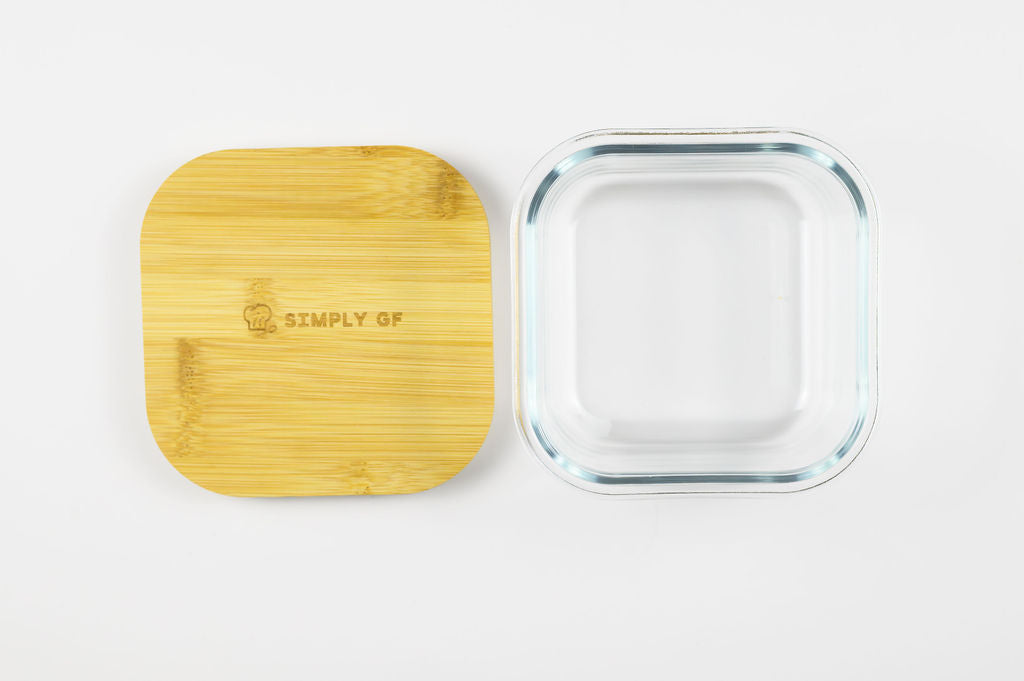 Set of 4 Glass & Bamboo Food Storage Containers – Gluten-Free Safe, Plastic-Free Freshness