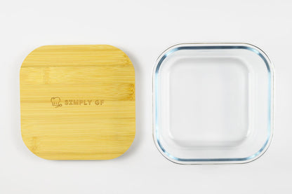 Set of 4 Glass & Bamboo Food Storage Containers – Gluten-Free Safe, Plastic-Free Freshness