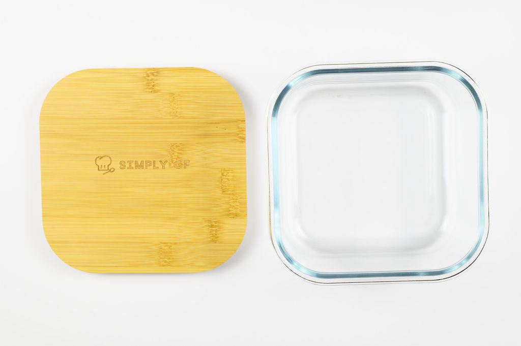 Set of 4 Glass & Bamboo Food Storage Containers – Gluten-Free Safe, Plastic-Free Freshness