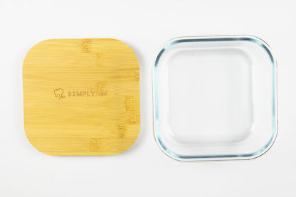 Set of 4 Glass & Bamboo Food Storage Containers – Gluten-Free Safe, Plastic-Free Freshness