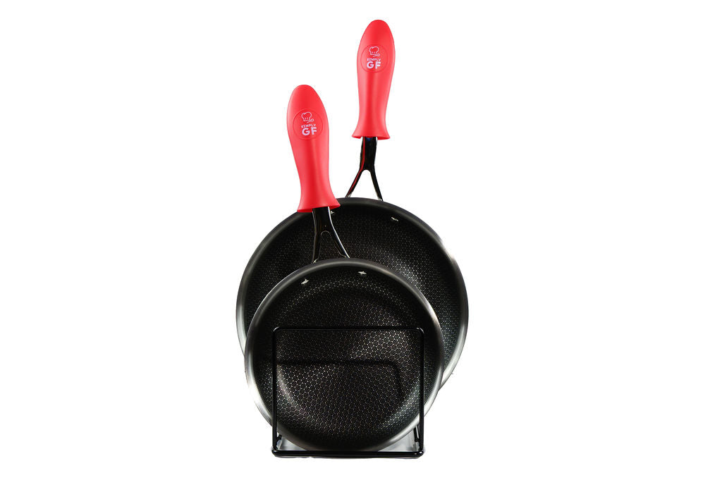 Red Simply GF Silicone Pot and Pan Handle Covers – 4-Piece Set for Safer, Smarter Cooking