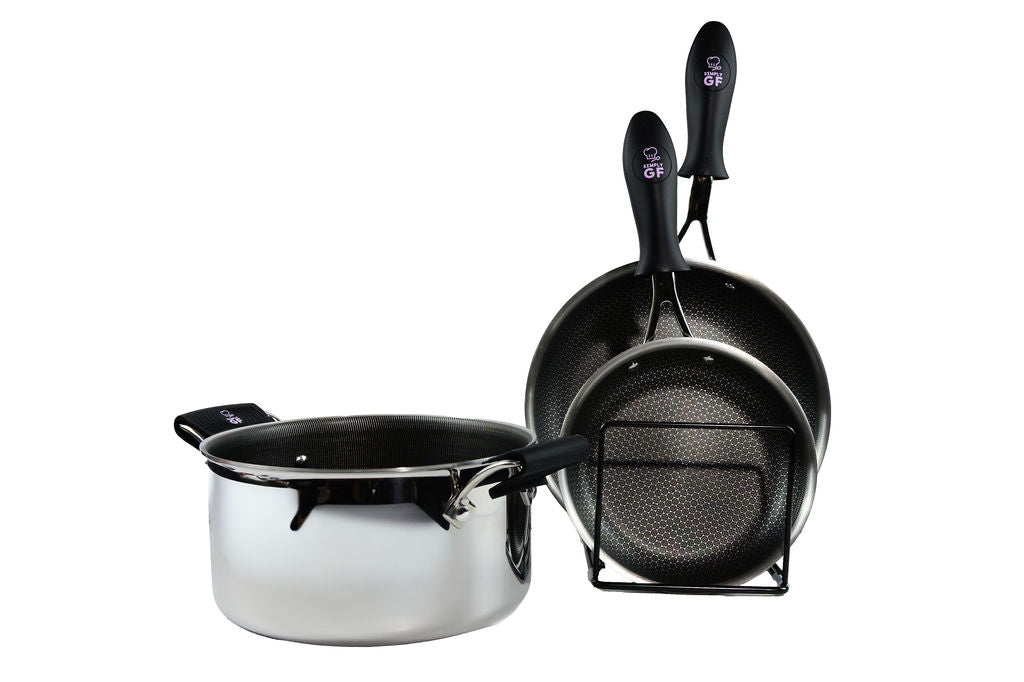 Black Simply GF Silicone Pot and Pan Handle Covers – 4-Piece Set for Safer, Smarter Cooking