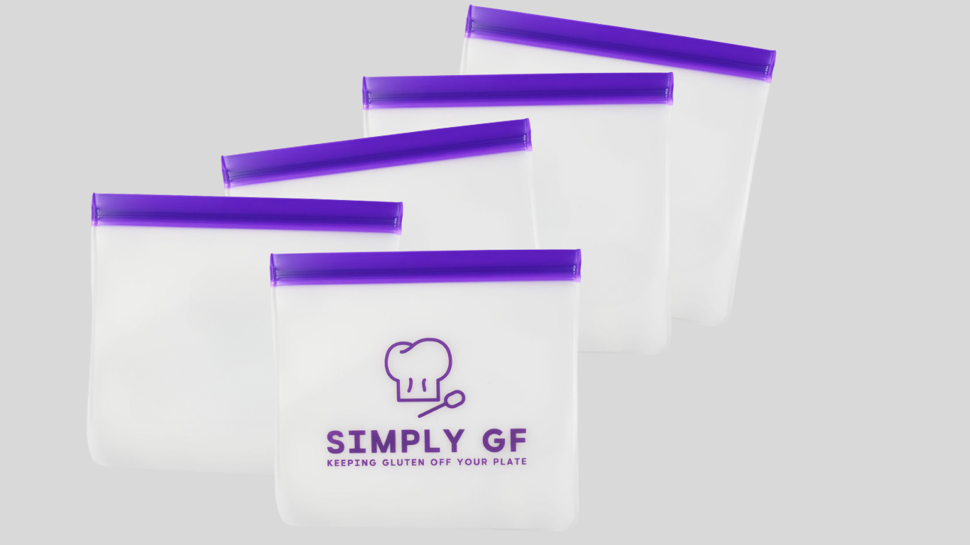 Simply GF – Reusable Quart-Size Food Storage Bags (5-Pack) | Clearly Marked Gluten-Free