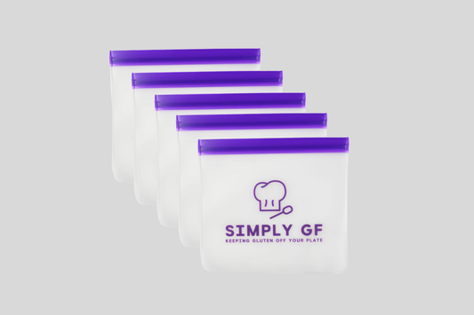 Simply GF – Reusable Quart-Size Food Storage Bags (5-Pack) | Clearly Marked Gluten-Free