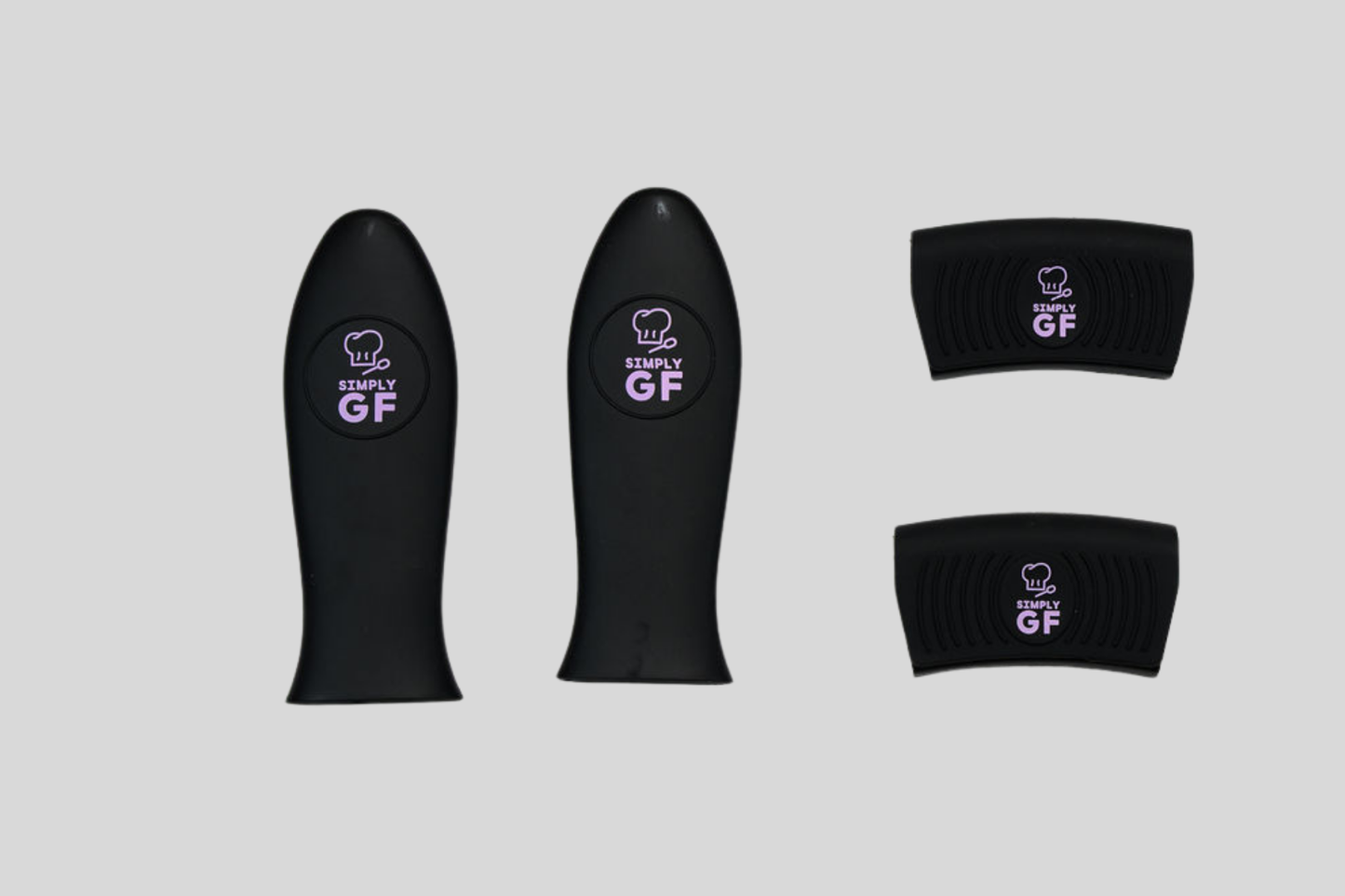 Black Simply GF Silicone Pot and Pan Handle Covers – 4-Piece Set for Safer, Smarter Cooking