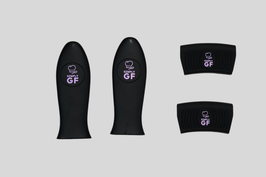 Black Simply GF Silicone Pot and Pan Handle Covers – 4-Piece Set for Safer, Smarter Cooking